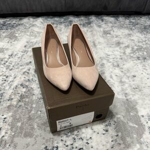 LINEA PAOLO Bardot Blush Kid Suede Heels, women’s size 4